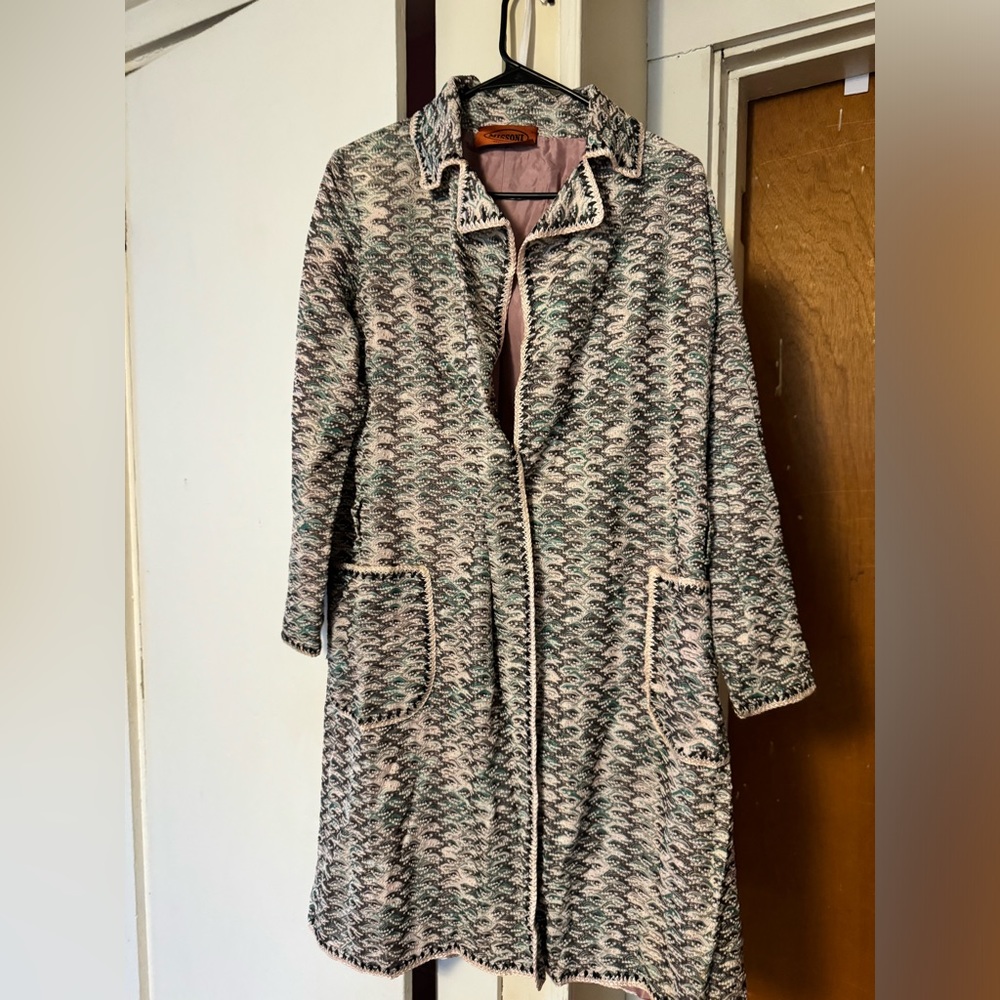 Missing Overcoat Zigzag Multicolor No Belt
